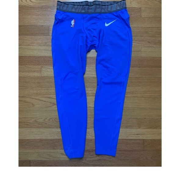Mens Nike Pro Warm NBA Full Length Blue Dri-Fit Compression Pants AA0058-403 XXL